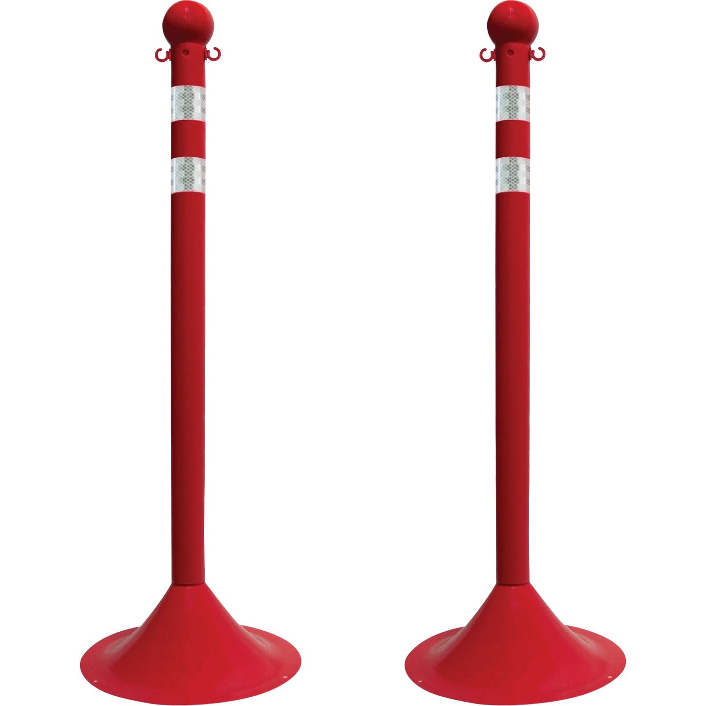 Light-Duty Reflective Stanchion Set, 41" High, Red