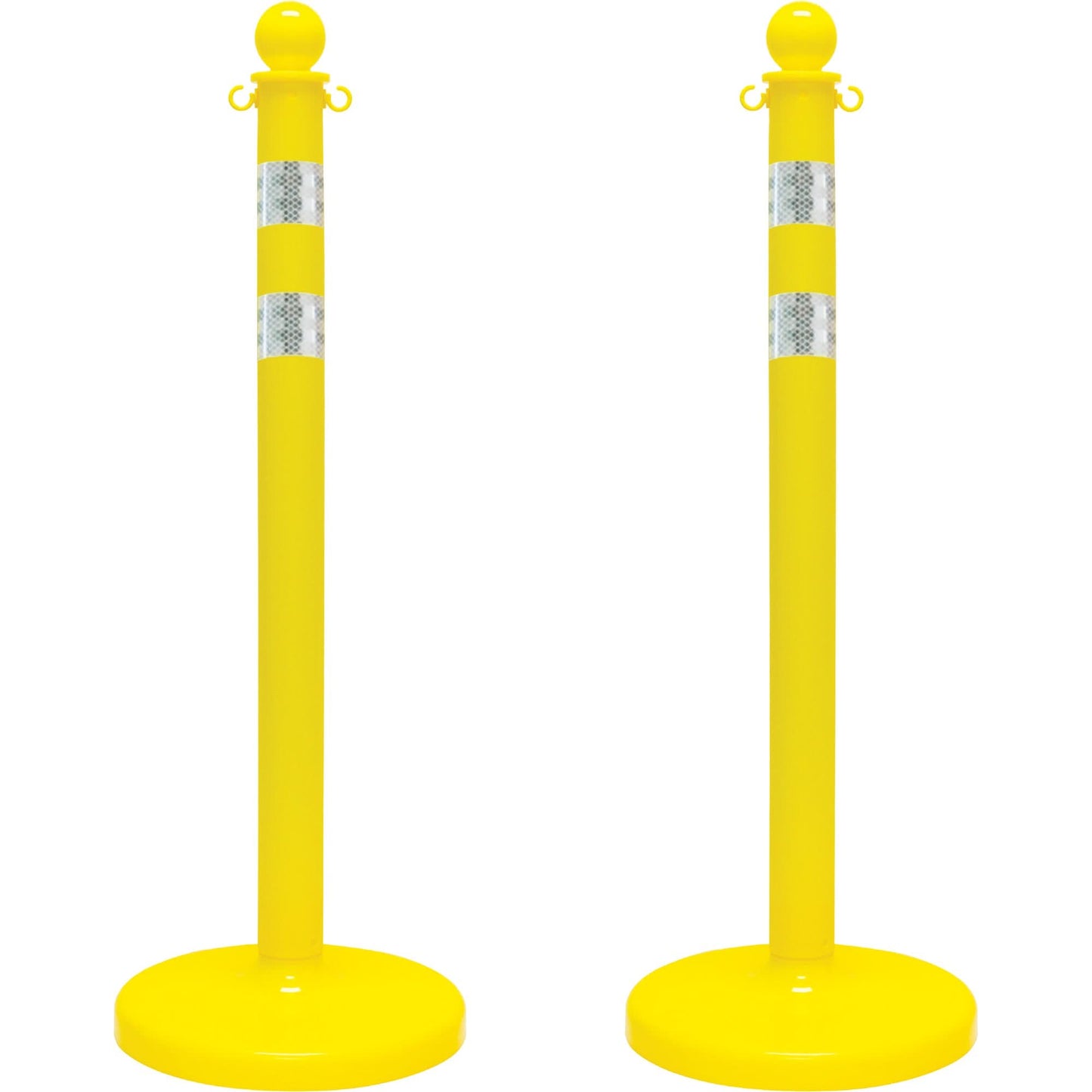 Medium-Duty Reflective Stanchion Set, 40" High, Yellow