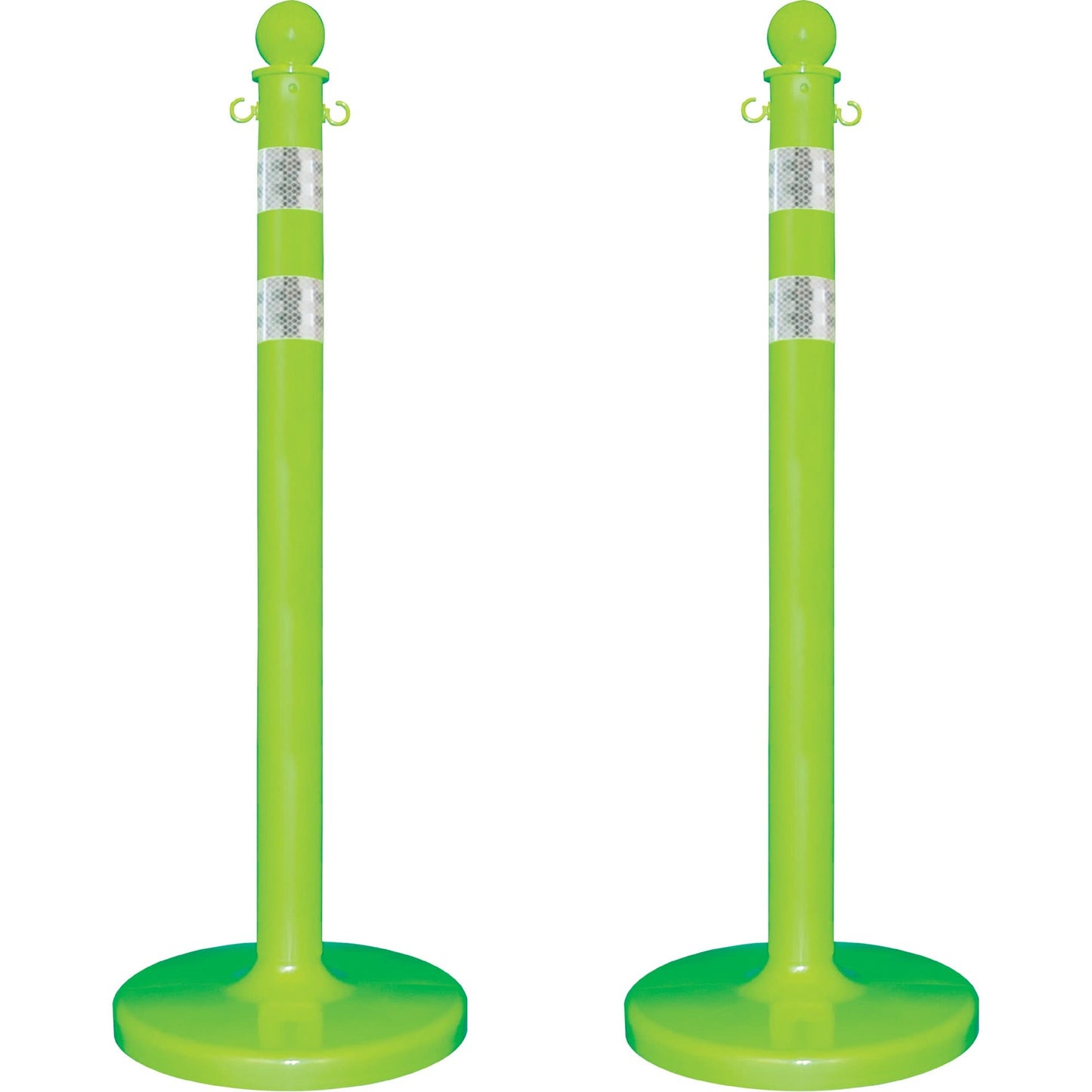 Medium-Duty Reflective Stanchion Set, 40" High, Green