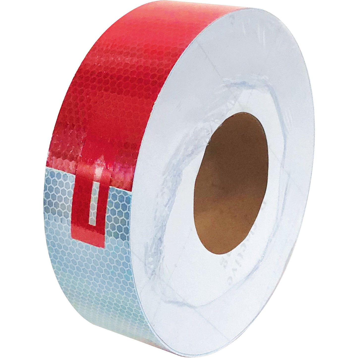Ruban réfléchissant, 5 cm L x 45 m, Rouge et blanc