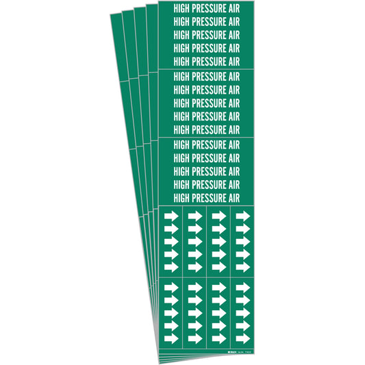 Marqueurs de tuyaux "Air haute pression", auto-adhésifs, 5,7 cm H x 7 cm L, blanc sur vert