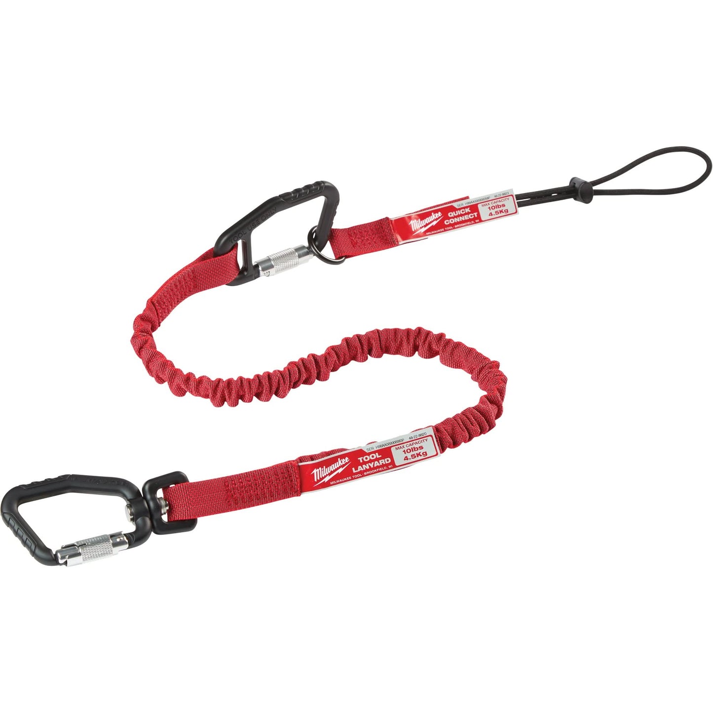 Quick-Connect Locking Tool Lanyard, Bungee, Carabiner/Loop