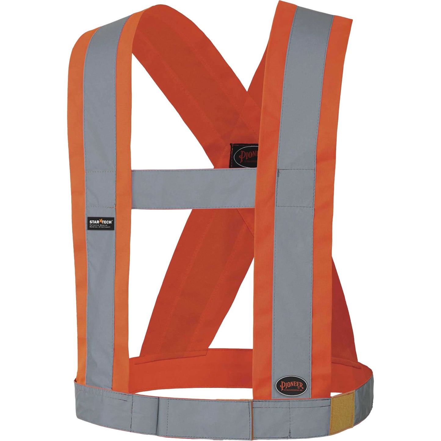 5490 4" Wide Adjustable Safety Sash, Meets/Exceeds CSA Z96 Class 2 - Level 2, High Visibility Orange, Silver Reflective Colour, One Size