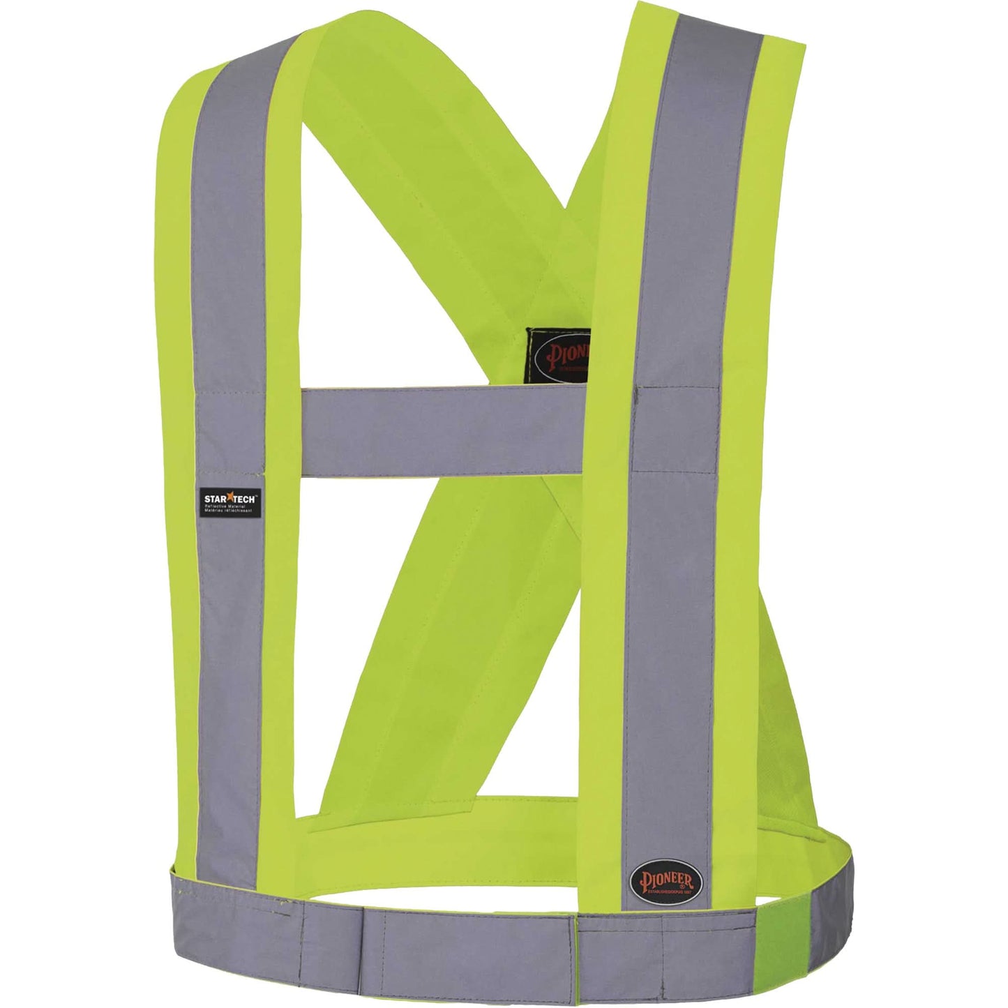 5492 4" Wide Adjustable Safety Sash, Meets/Exceeds CSA Z96 Class 2 - Level 2, High Visibility Lime-Yellow, Silver Reflective Colour, One Size
