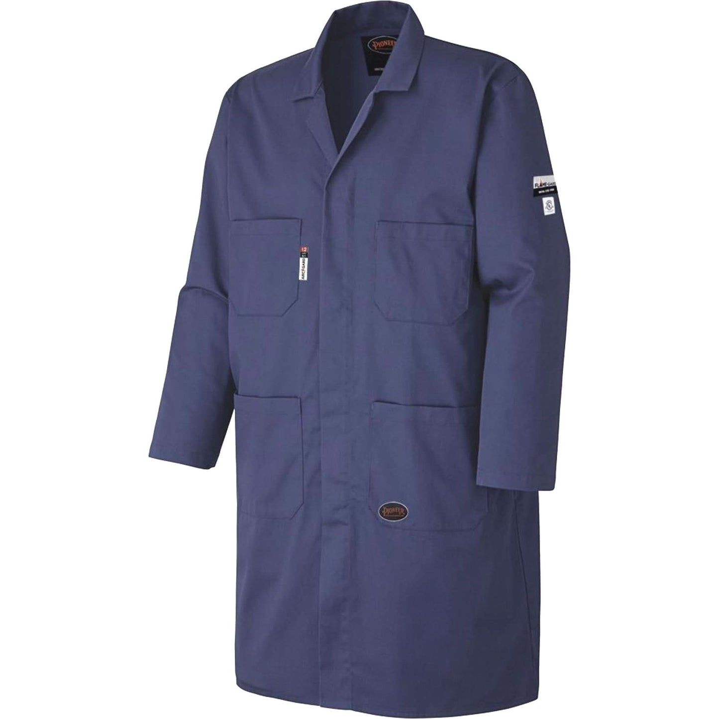 3512 Flame-Gard® FR/Arc Rated Anti-Static Shop Coat, Cotton, Size 4X-Large, Navy Blue