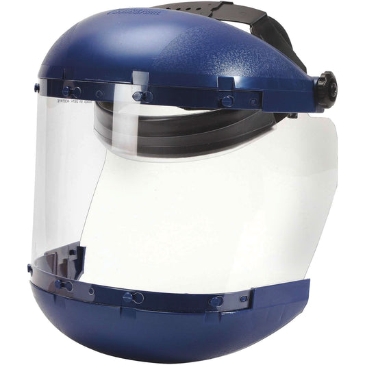 380 Premium Series Dual Crown Uncoated Faceshield, Acetate, Ratchet Suspension