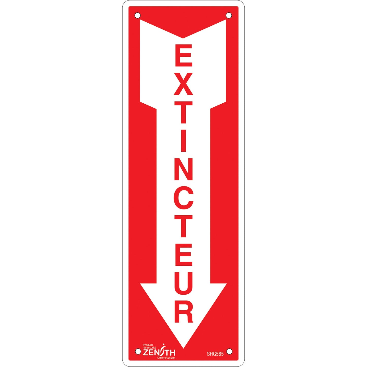 "Extincteur" Sign, 12" x 4", Plastic, French with Pictogram