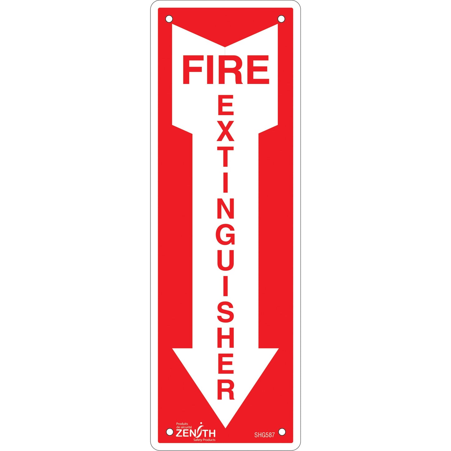 "Fire Extinguisher" Sign, 12" x 4", Aluminum, English with Pictogram