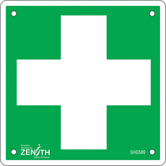 Panneau de premiers secours, 15 x 15 cm, aluminium, pictogramme