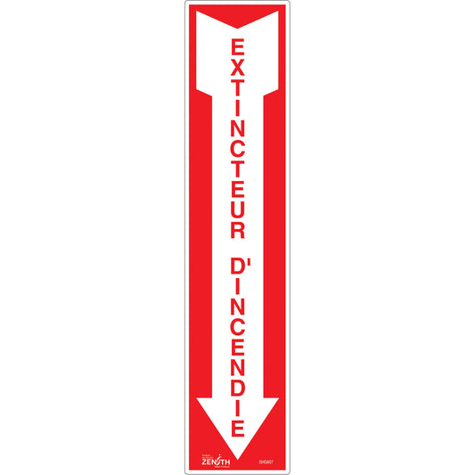 Panneau "Extincteur d'incendie", 10,16 cm x 45,72 cm, Vinyle, Français avec pictogramme