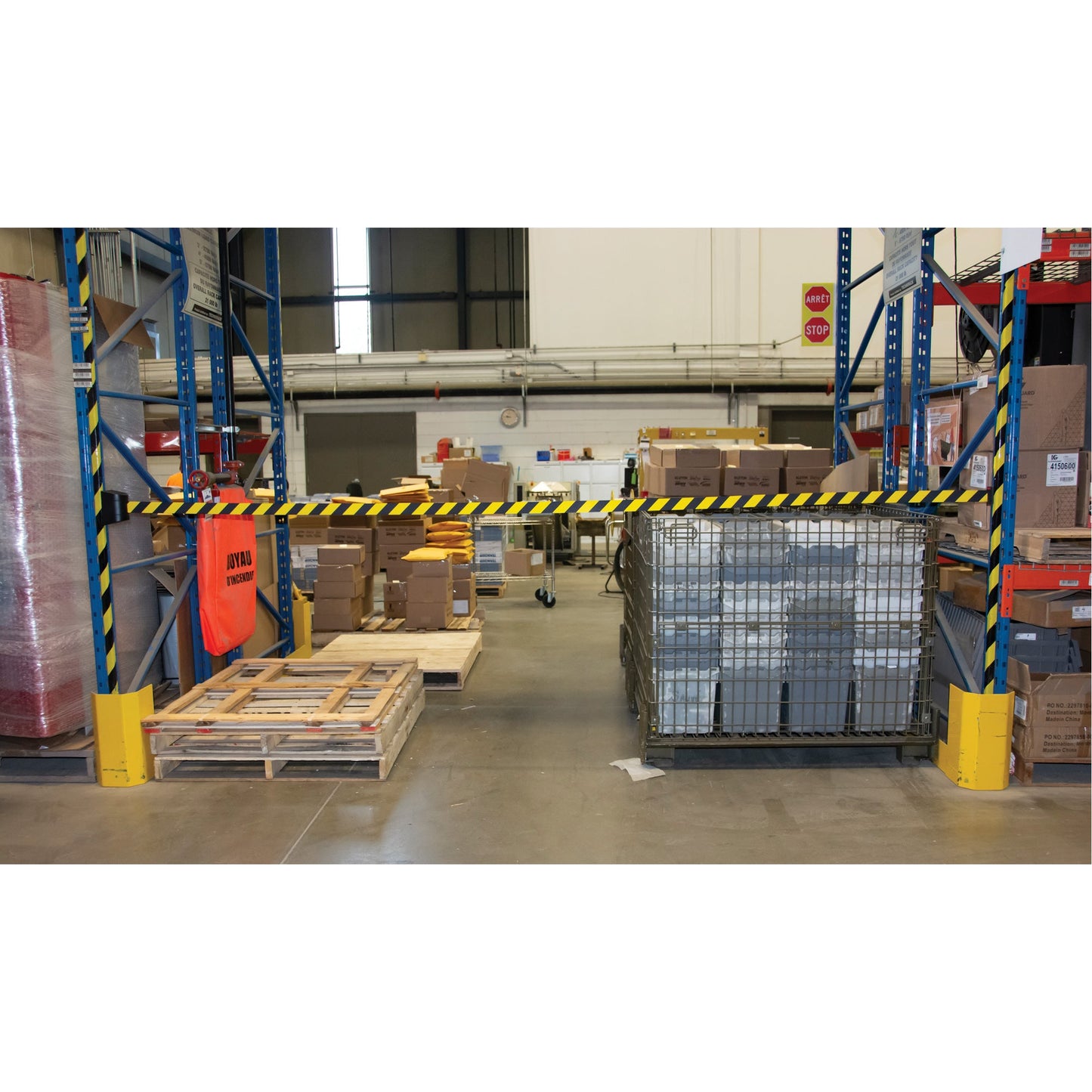 Magnetic Wall Mount Barrier with Magnetic Tape, Plastic, Magnetic Mount, 15', Black and Yellow Tape