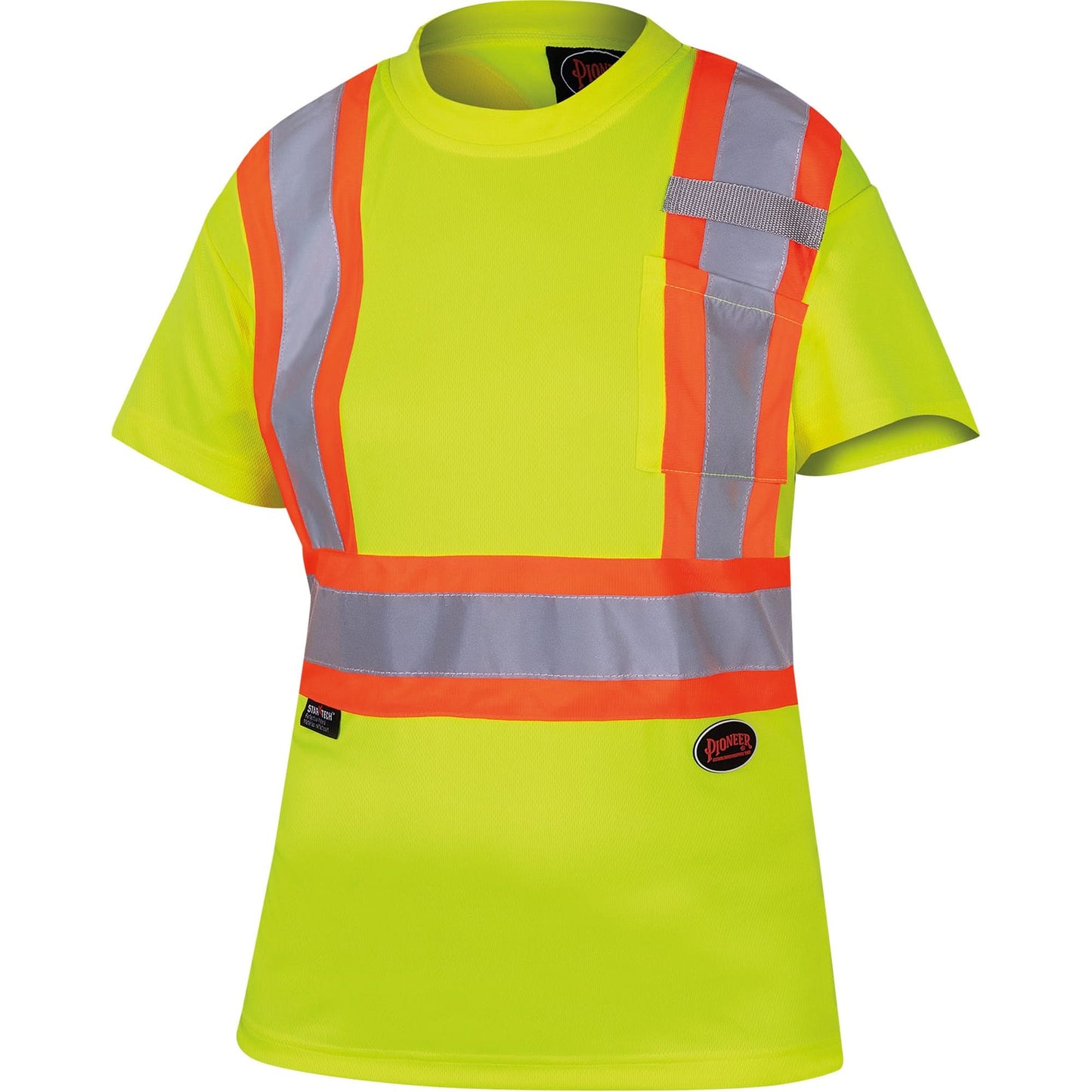 6949 Women's Bird's-Eye Safety T-Shirt, Polyester, Medium, High Visibility Lime-Yellow