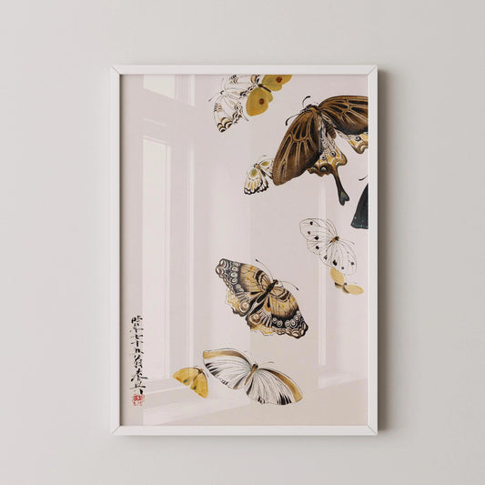 Impression Giclée Papillon : Art Japonais sur Bois Vintage