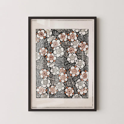 Vintage Japanese Botanical Art Print: Shin Bijutsukai Flower Pattern