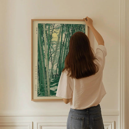 Estampe Giclée Forêt de bambous de Shiro Kasamatsu : Art japonais vintage de l'estampe sur bois