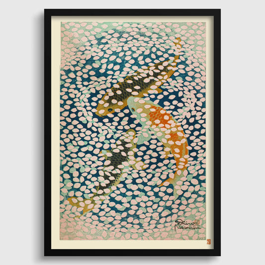 Shiro Kasamatsu - Estampe Giclée "Vague de Pétales" : Art de l'Estampe Japonaise Vintage