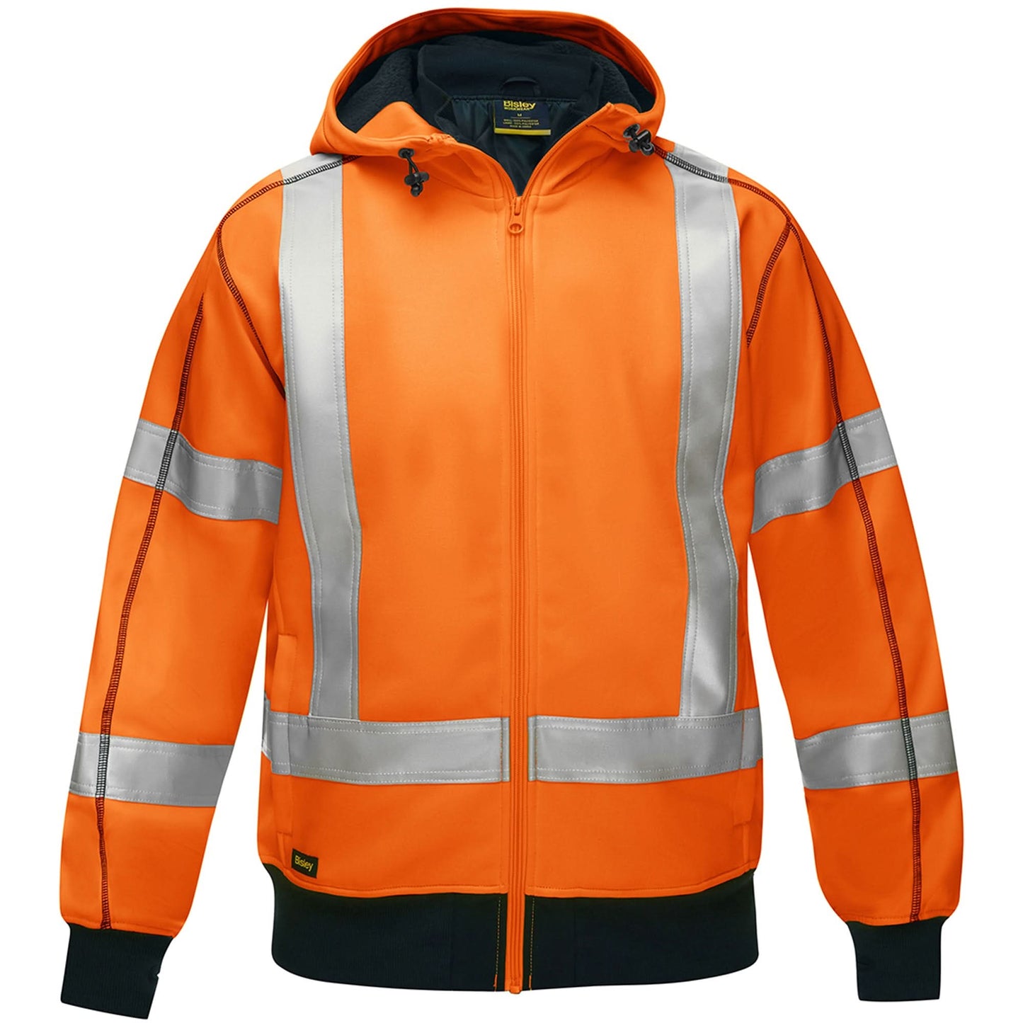 Bisley® X-Back Full Zip Hooded Sweatshirt with Sherpa Lining, 2X-Large, High Visibility Orange