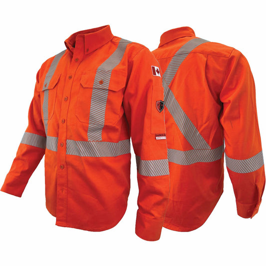 Atlas Guardian® FR/AR Work Shirts with 2" Striping, Medium (Tall), High Visibility Orange