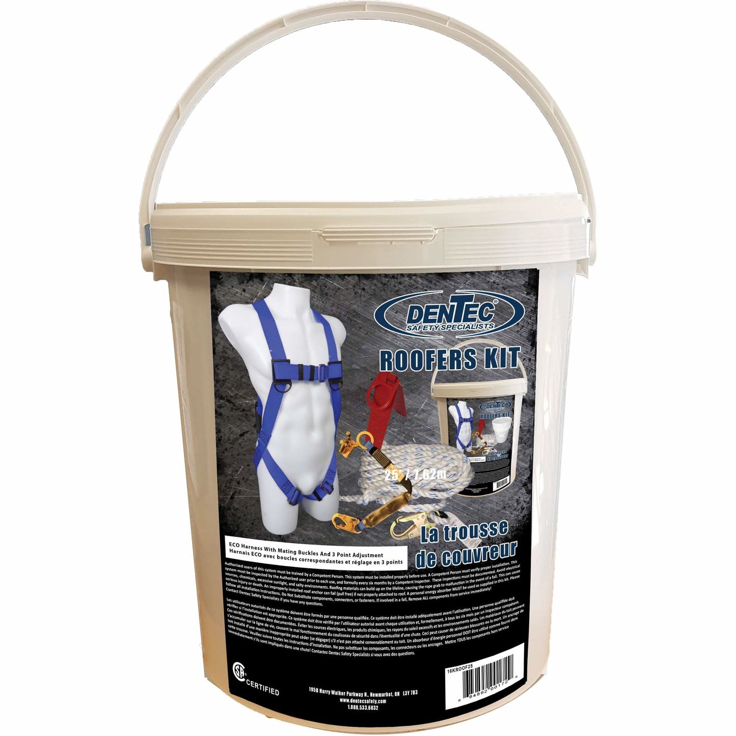 ECO™ Roofer's Kit with 25' Rope, CSA Certified, Class A, Large/Medium/X-Large, 310 lbs. Cap.