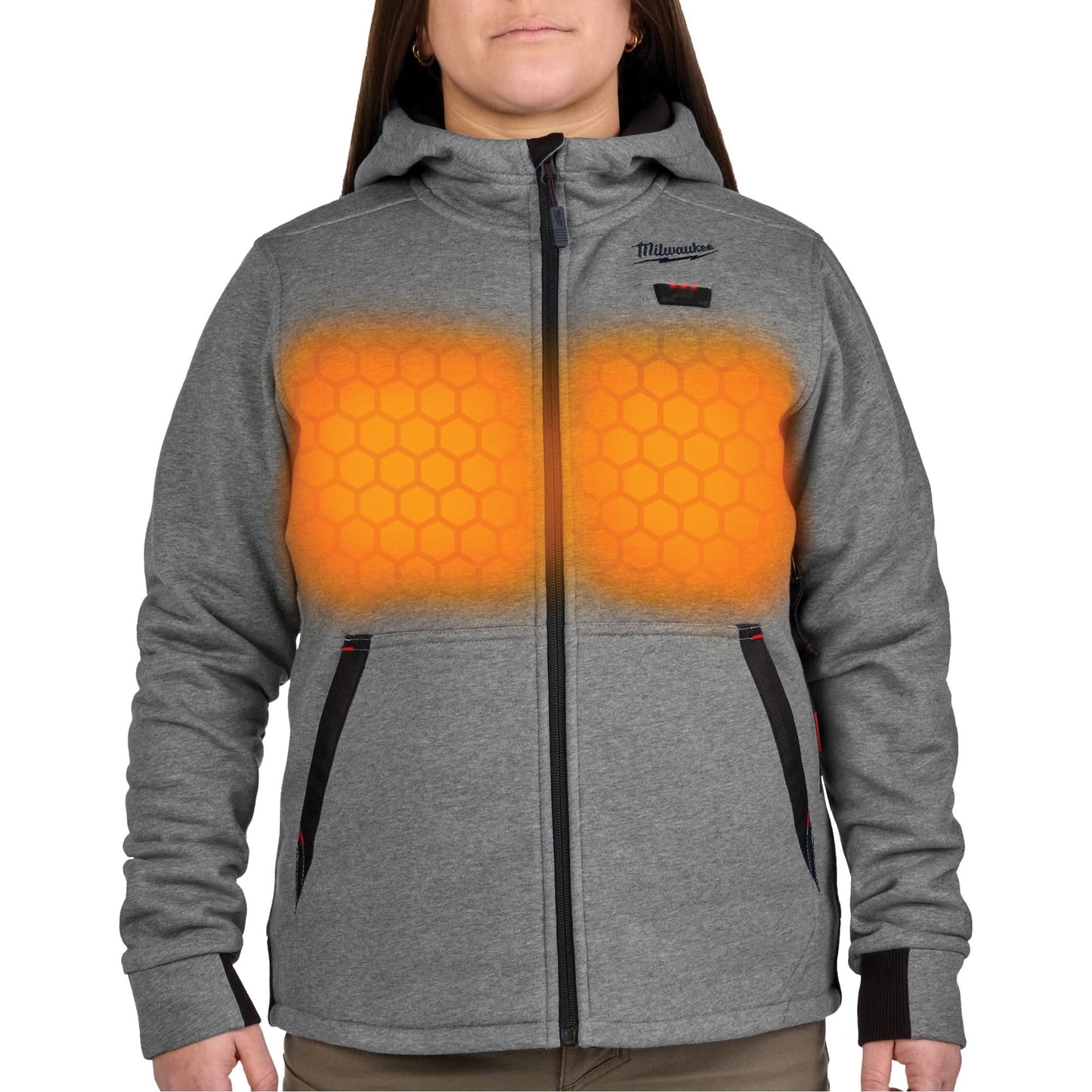 M12™ Heated Hoodie with Battery, Women's, Medium, Grey, Poly-Cotton