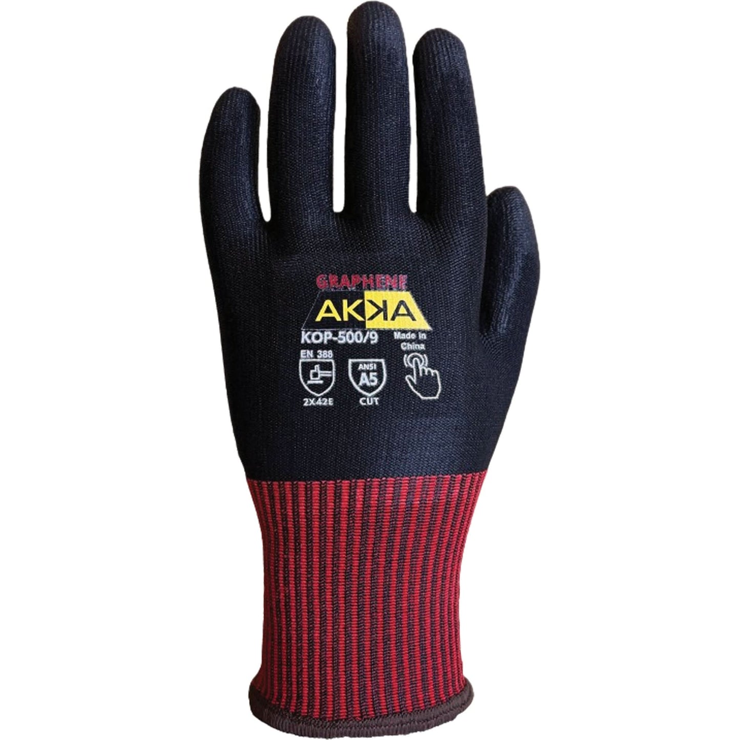 KOP-500 High Cut-Protection Gloves, Size 10, 13 Gauge, Polyurethane Coated, Nylon/HPPE/Spandex/Graphene Shell, ASTM ANSI Level A5/EN 388 Level E