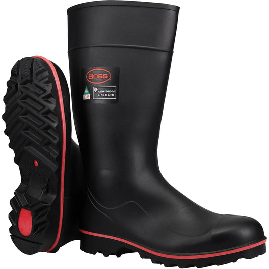 Boss® Footwear Full ESR Safety Boot, Polyblend/PVC, Steel Toe, Size 9