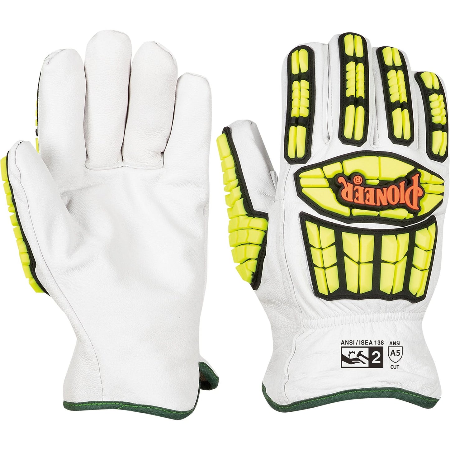 Cut and Impact-Resistant Gloves, 2X-Large, Goatskin Palm, Gauntlet Cuff