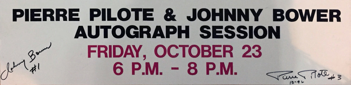 Red Kelly, Johnny Bower & Pierre Pilote Triple Signed Sign
