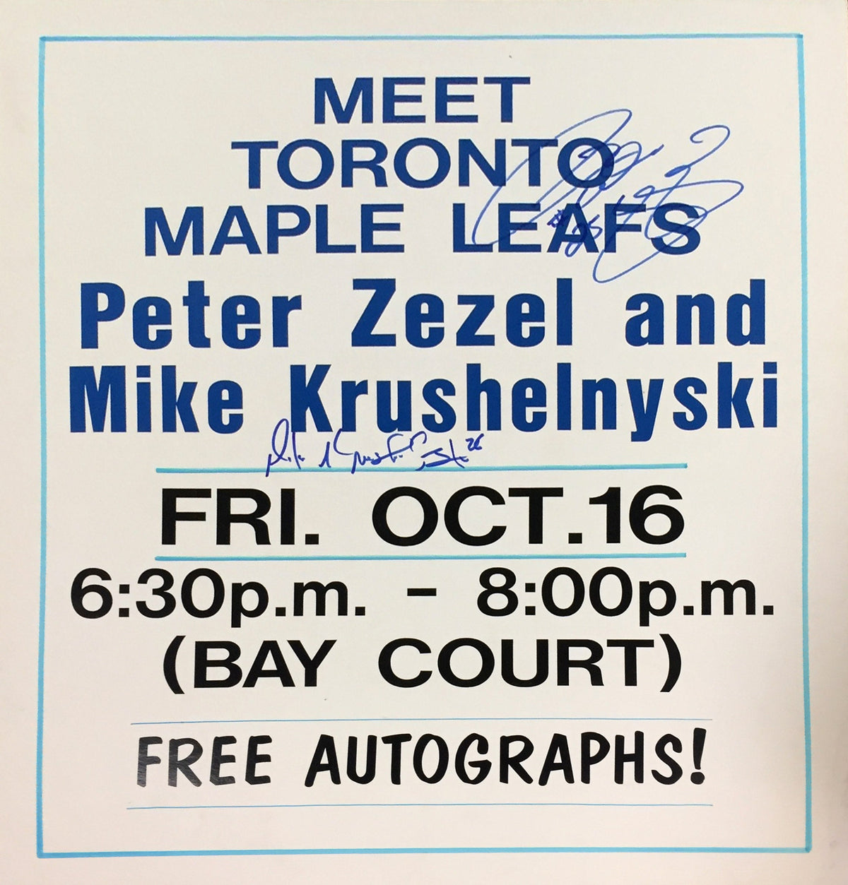 Peter Zezel & Mike Krushelnyski Dual Signed Hockey Sign (28x22)