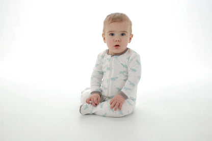 Organic Cotton Footed Sleeper - Arctic blue bear print