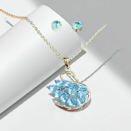 Swan Necklace Pendant & Ear Studs