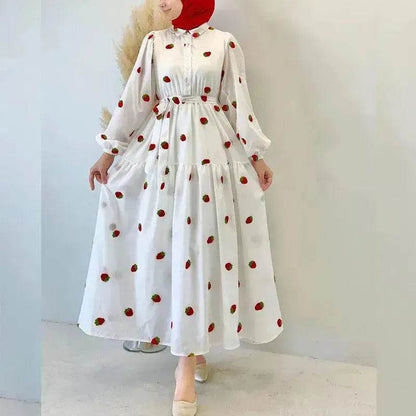 Robe longue simple et élégante à manches longues pour femmes arabes, de Dubaï, de Turquie et du Moyen-Orient