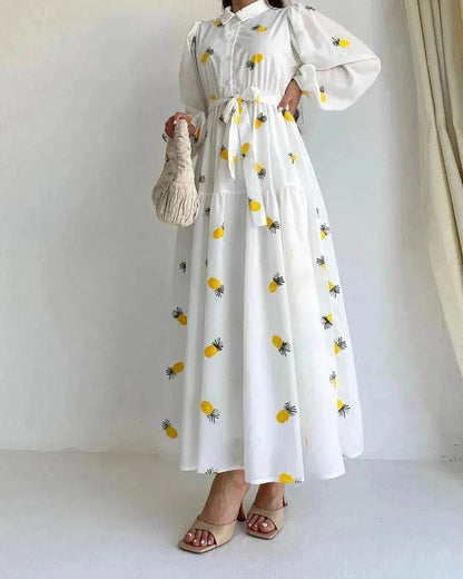 Robe longue simple et élégante à manches longues pour femmes arabes, de Dubaï, de Turquie et du Moyen-Orient