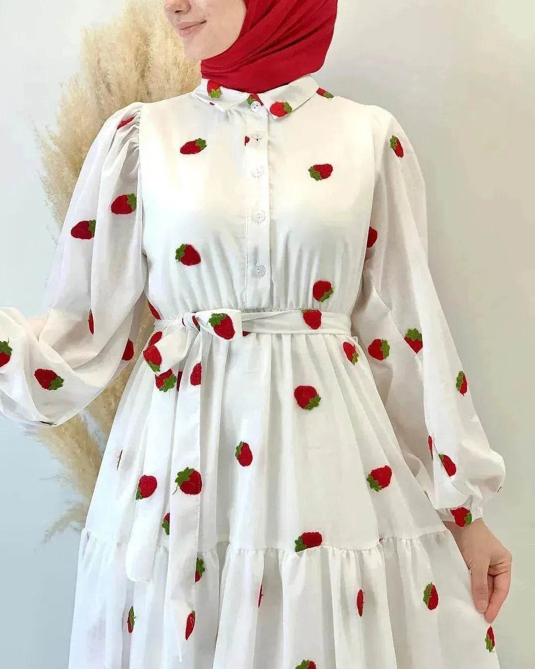 Robe longue simple et élégante à manches longues pour femmes arabes, de Dubaï, de Turquie et du Moyen-Orient