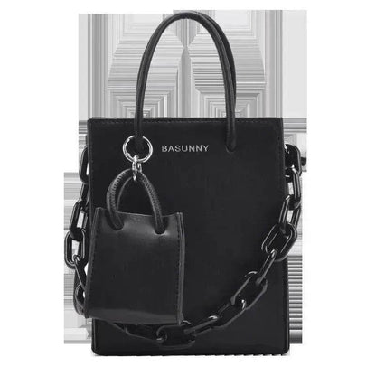 Simple Medium Size Chain Plain  Shoulder Handbag