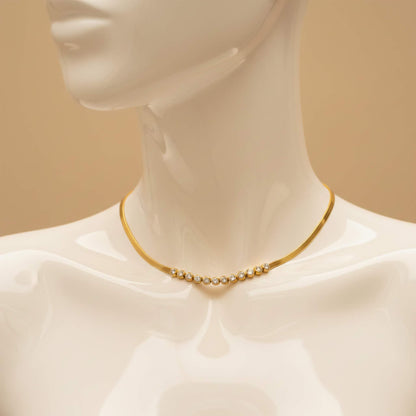 Trendy 18k Gold Plated Zirconia Diamond Choker Necklace