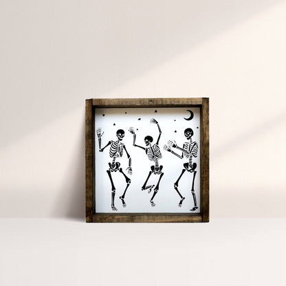 Dancing Skeletons Mini Wood Sign