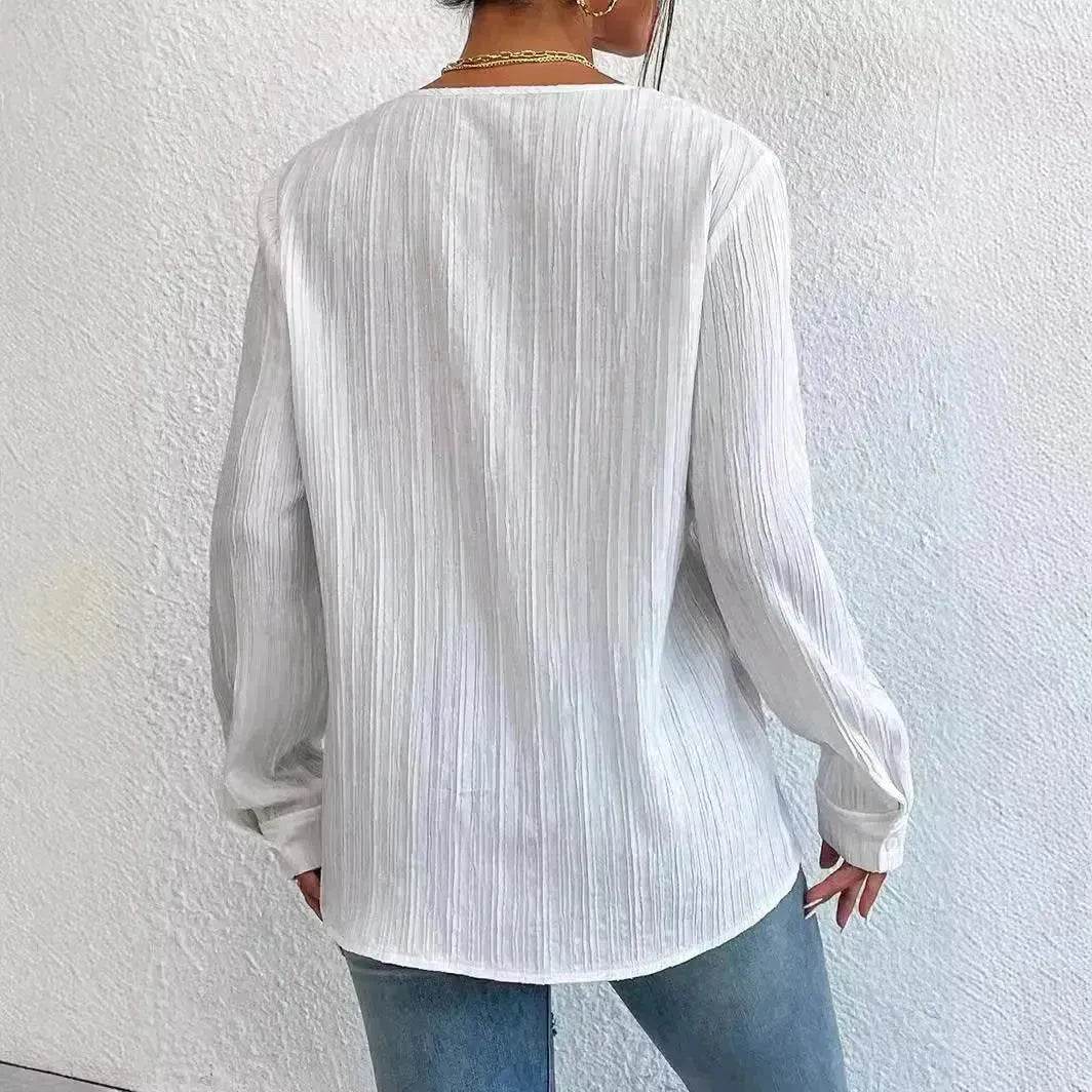 White Slim Fit Long Sleeve  Shirt evening Top Women