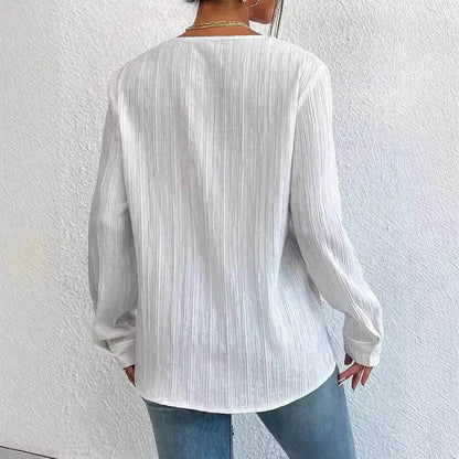 White Slim Fit Long Sleeve  Shirt evening Top Women