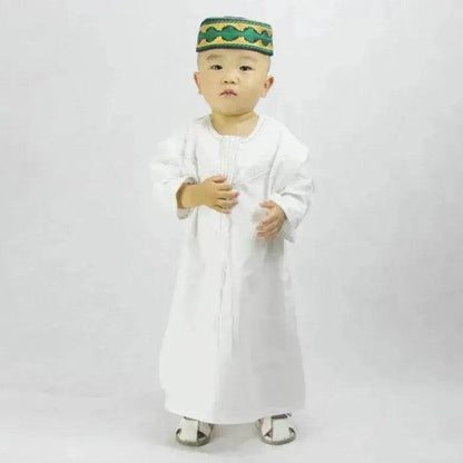 Fashionable and Elegant Small Arab  Men's Robe With Cotton And Linen Embroidery Moroccan Men's Jalabiya