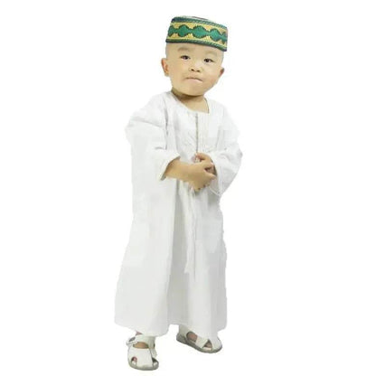 Fashionable and Elegant Small Arab  Men's Robe With Cotton And Linen Embroidery Moroccan Men's Jalabiya