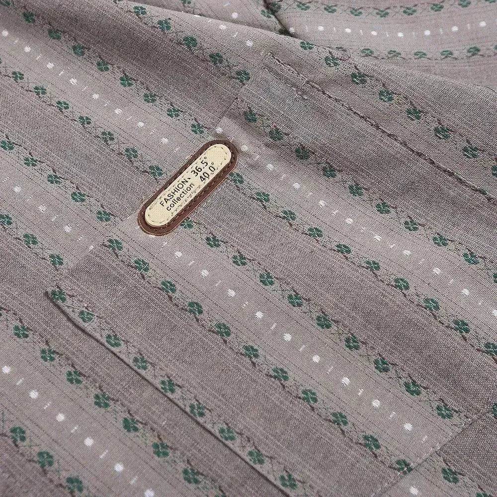 Small Floral Vertical Stripes Casual Short-sleeved Shirt