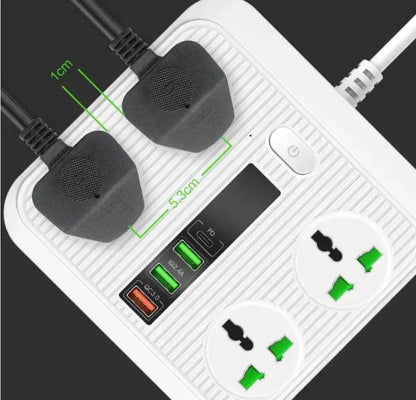 Smart Socket Power TypeC PD 40W QC3.0 Power Strip16AC Universal Outlets 2M Extension Socket Plug