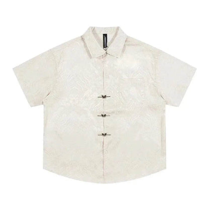 Solid Color Jacquard Floral Short Sleeve Shirt