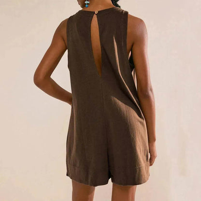 Solid Color Loose Jumpsuit With Pockets Fashion Summer Straight Cargo Shorts Overall Pants Beach Womens Clothing