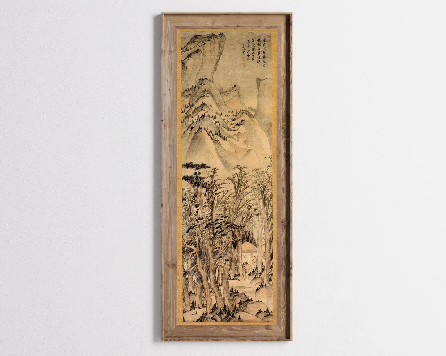 Impression Giclée Forêts d'Automne : Œuvre sépia chinoise de Wang Jianzhang