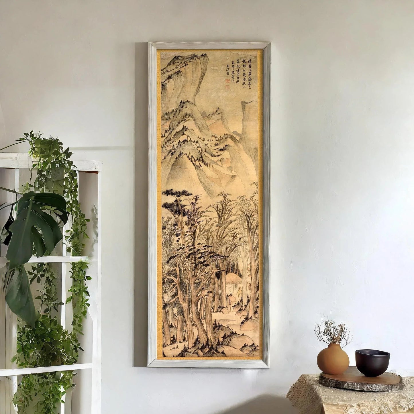 Impression Giclée Forêts d'Automne : Œuvre sépia chinoise de Wang Jianzhang