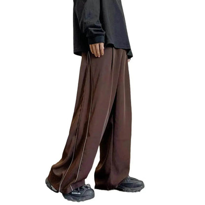 Pantalon de sport pour homme, coupe droite, jambe large, rayé, décontracté