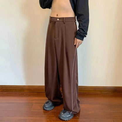 Pantalon de sport pour homme, coupe droite, jambe large, rayé, décontracté
