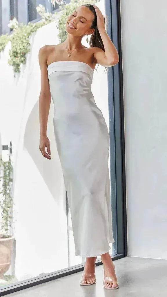 Nouvelle robe bustier sans manches et sans dos pour femme, style socialite élégant, printemps et été, style européen et américain